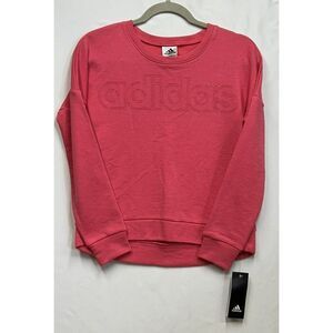 NEW Adidas Girls Size L(14)‎ Linear Crew Neck Sweatshirt Pink Logo Pullover NWT